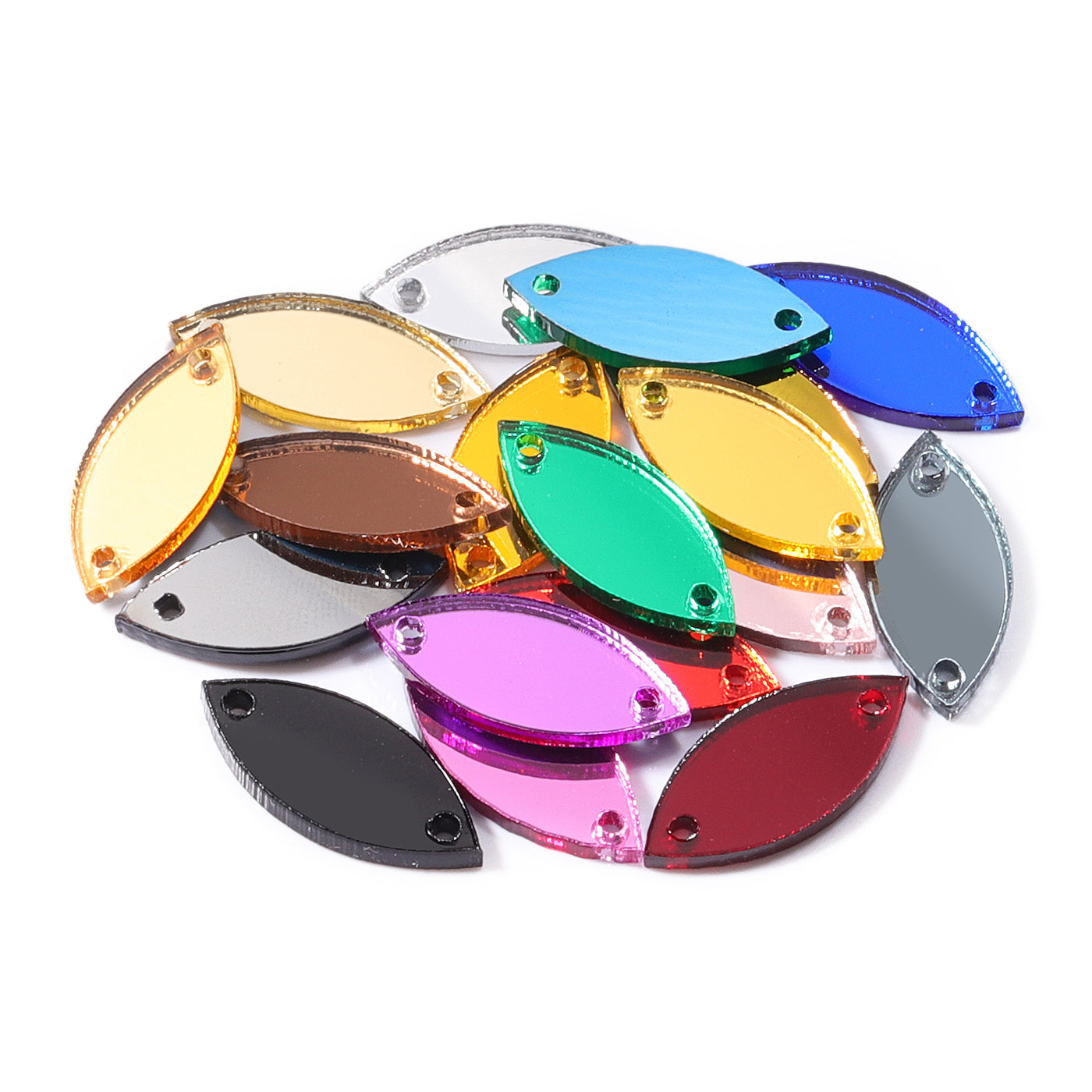 Navette  Shape Multi Colors Acrylic Sew-on Mirror For Dance Costume