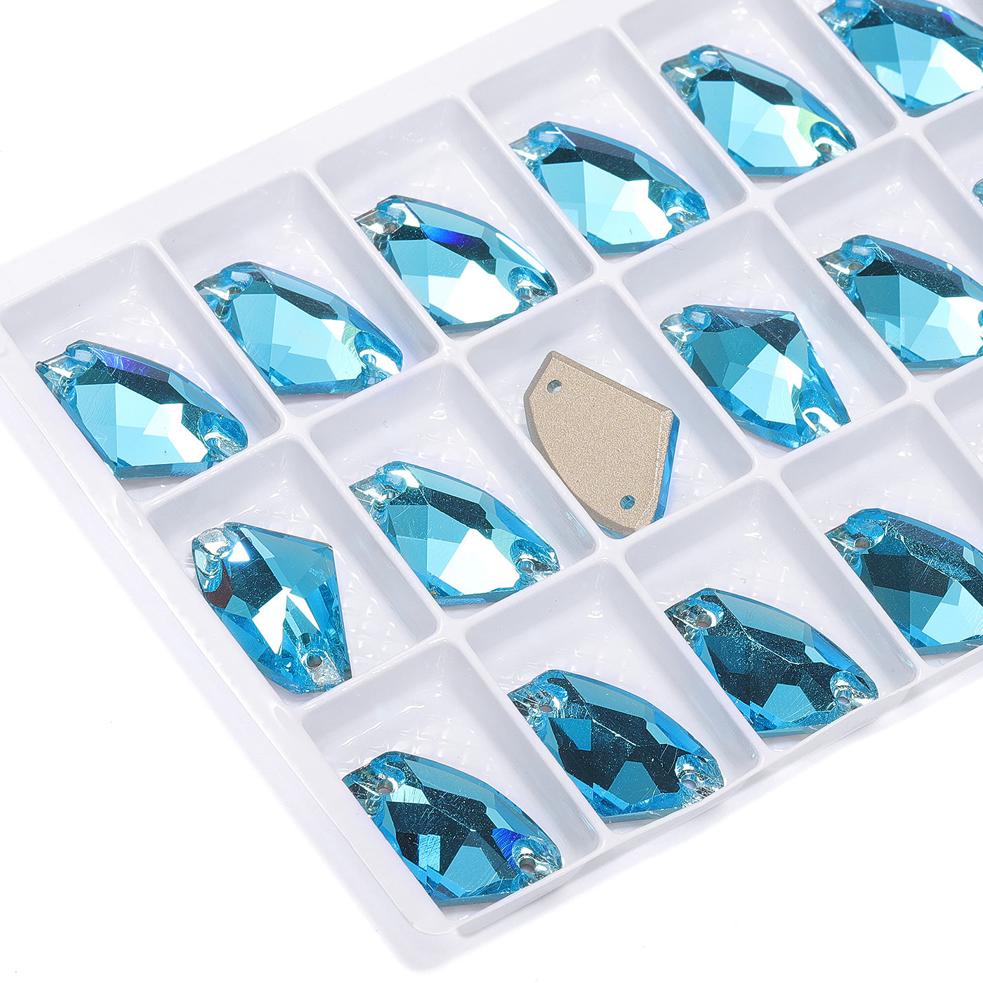 Aquamarine Galactic Shape High Quality Glass Sew-On Rhinestones