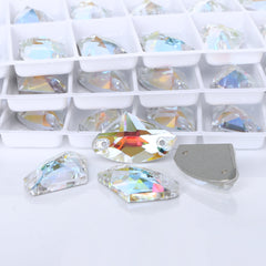 Light Crystal AB Galactic Shape High Quality Glass Sew-on Rhinestones