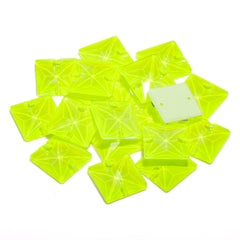 Electric Neon Jonquil Square Shape High Quality Glass Sew-on Rhinestones