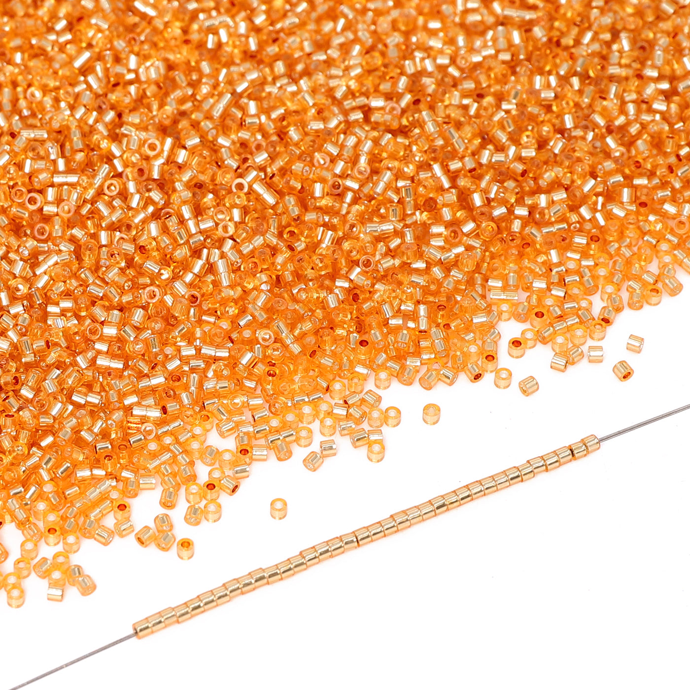 Transparent Silver-lined Light Orange Yellow Color Hight Quality Glass Cylinder Seed Beads 1.6 MM Size GY2008