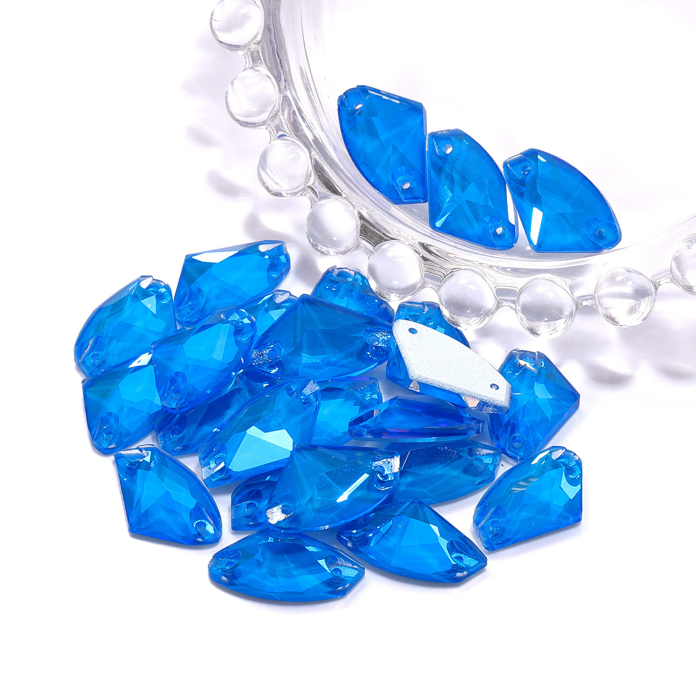 Electric Neon Blue Galactic Shape High Quality Glass Sew-on Rhinestones