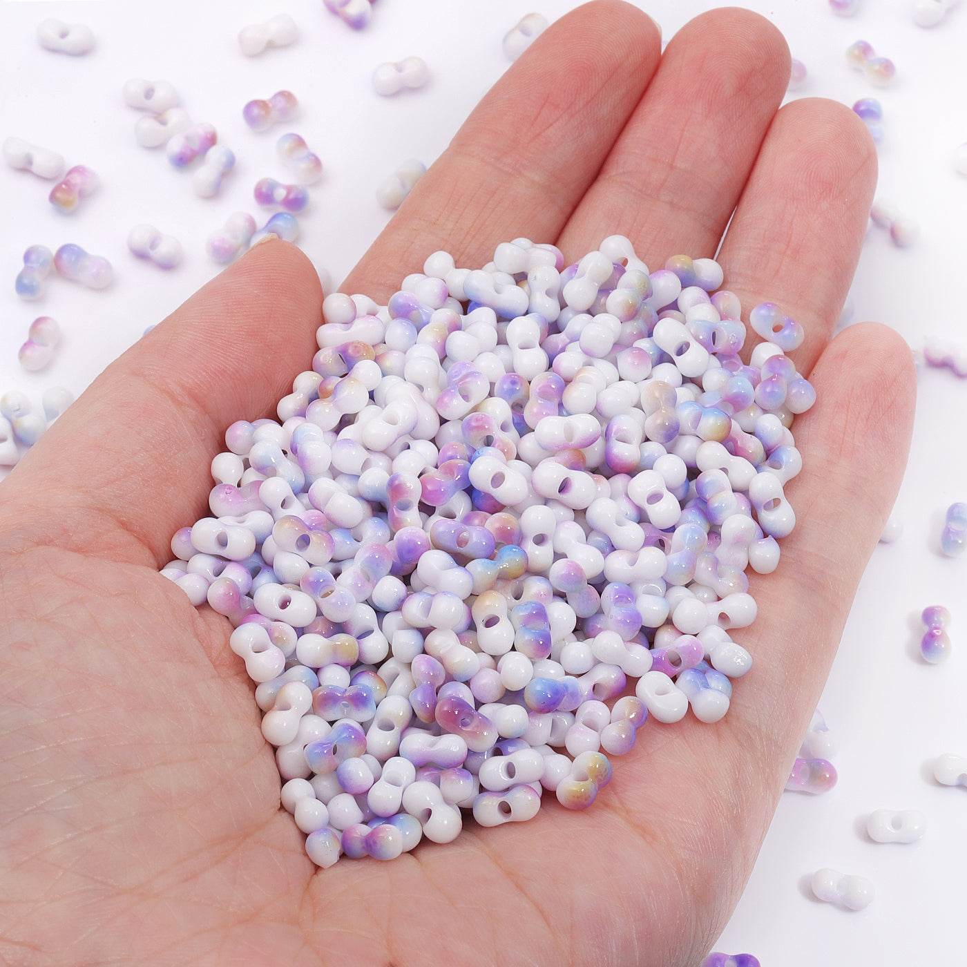 RNB009 Rainbow Effect Peanut Beads Shape Glass Seed Beads