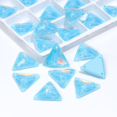 Aquamarine AM Triangle Shape High Quality Glass Sew-on Rhinestones