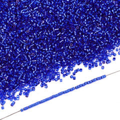 Transparent Silver-lined Sapphire Color Hight Quality Glass Cylinder Seed Beads 1.6 MM Size GY2002