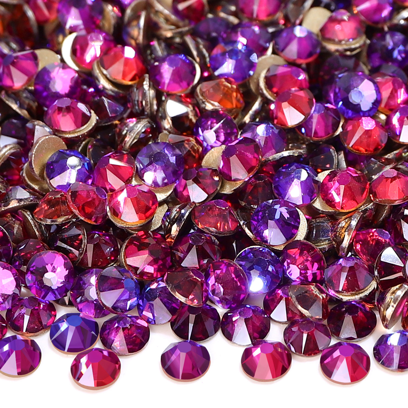 Purple Majesty Glass Flat Back Glue-On Rhinestones 16 Cut Facets