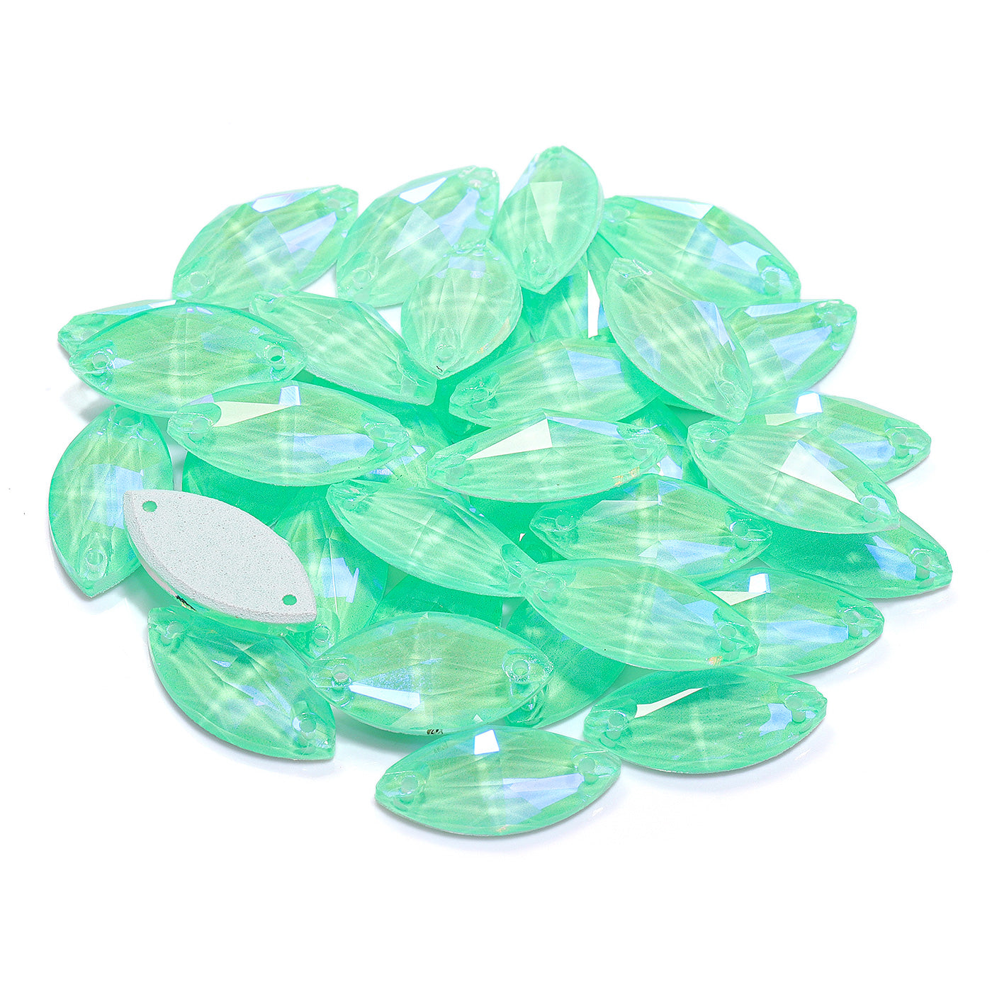 Electric Neon Greenwrap Navette Shape High Quality Glass Sew-on Rhinestones