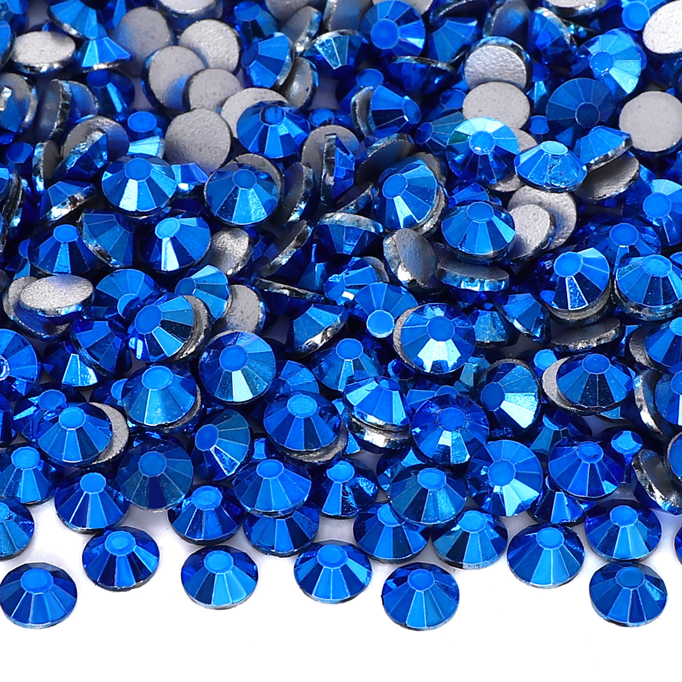 Metallic Capri Blue Glass FlatBack Rhinestones Silver Back WholesaleRhinestone