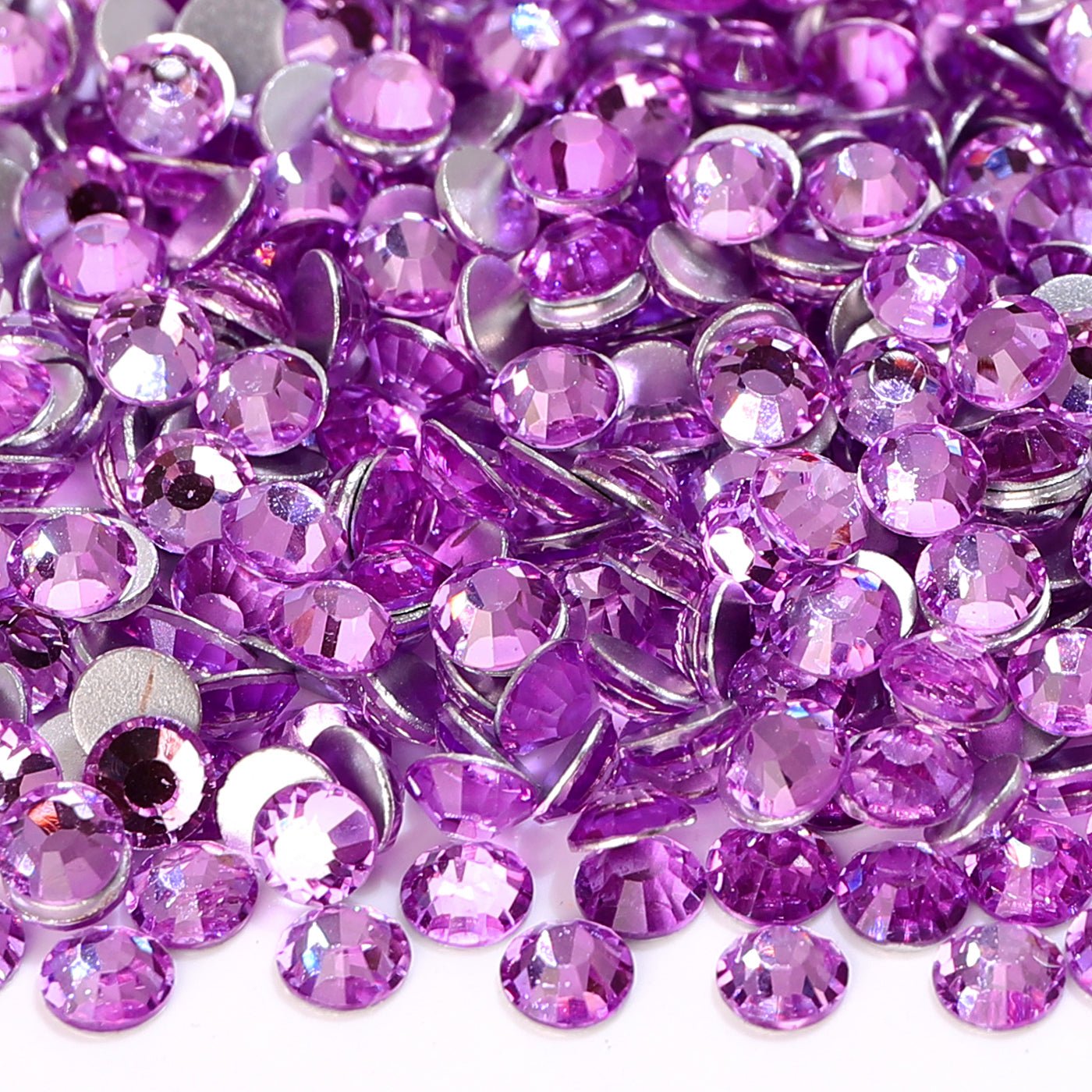 Lilac Glass FlatBack Rhinestones Silver Back