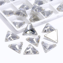 Silver Shade Triangle Shape High Quality Glass Sew-on Rhinestones WholesaleRhinestone