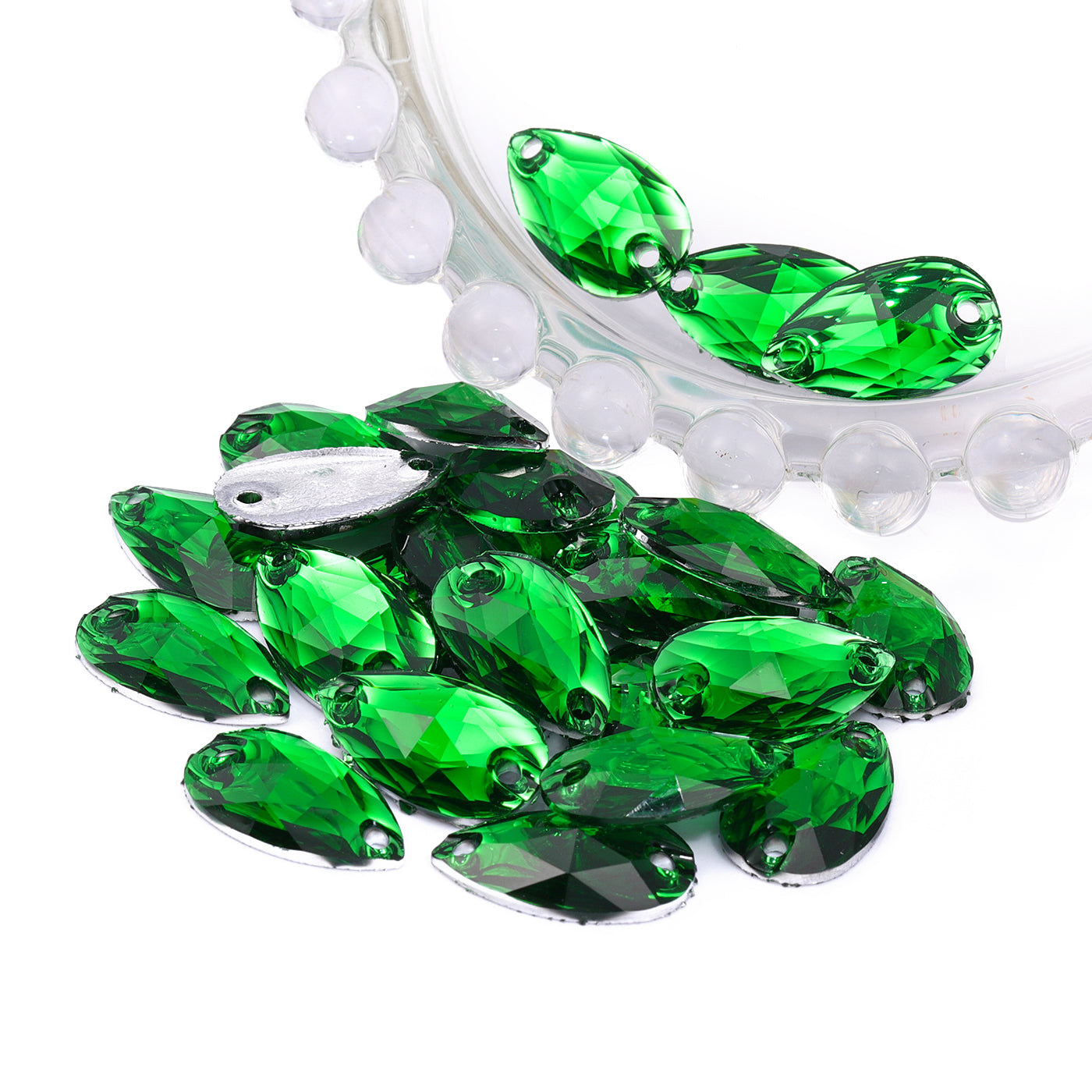 Drop Dark Green Resin Sew-on Rhinestones For Dance Costume