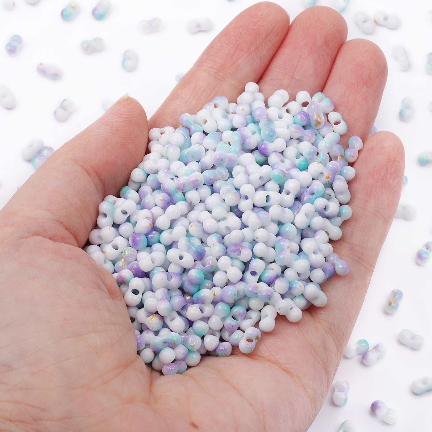 Various Colors Rainbow Effect Peanut Beads Shape Glass Seed Beads In Bulk Package