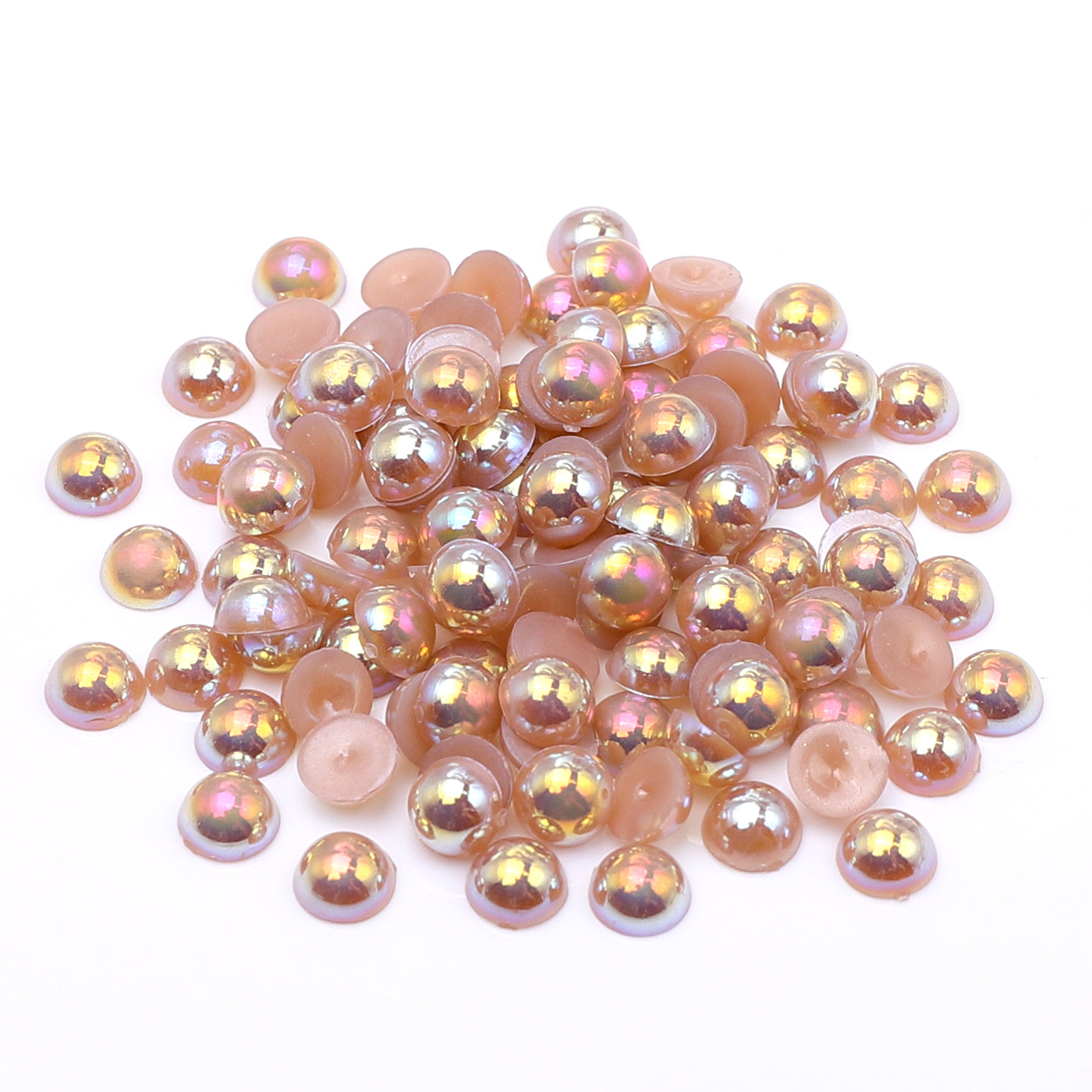 Light Coffee AB Resin Flat Back Pearls Multi Sizes