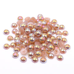 Light Coffee AB Resin Flat Back Pearls Multi Sizes