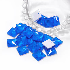 Electric Neon Blue Square Shape High Quality Glass Sew-on Rhinestones