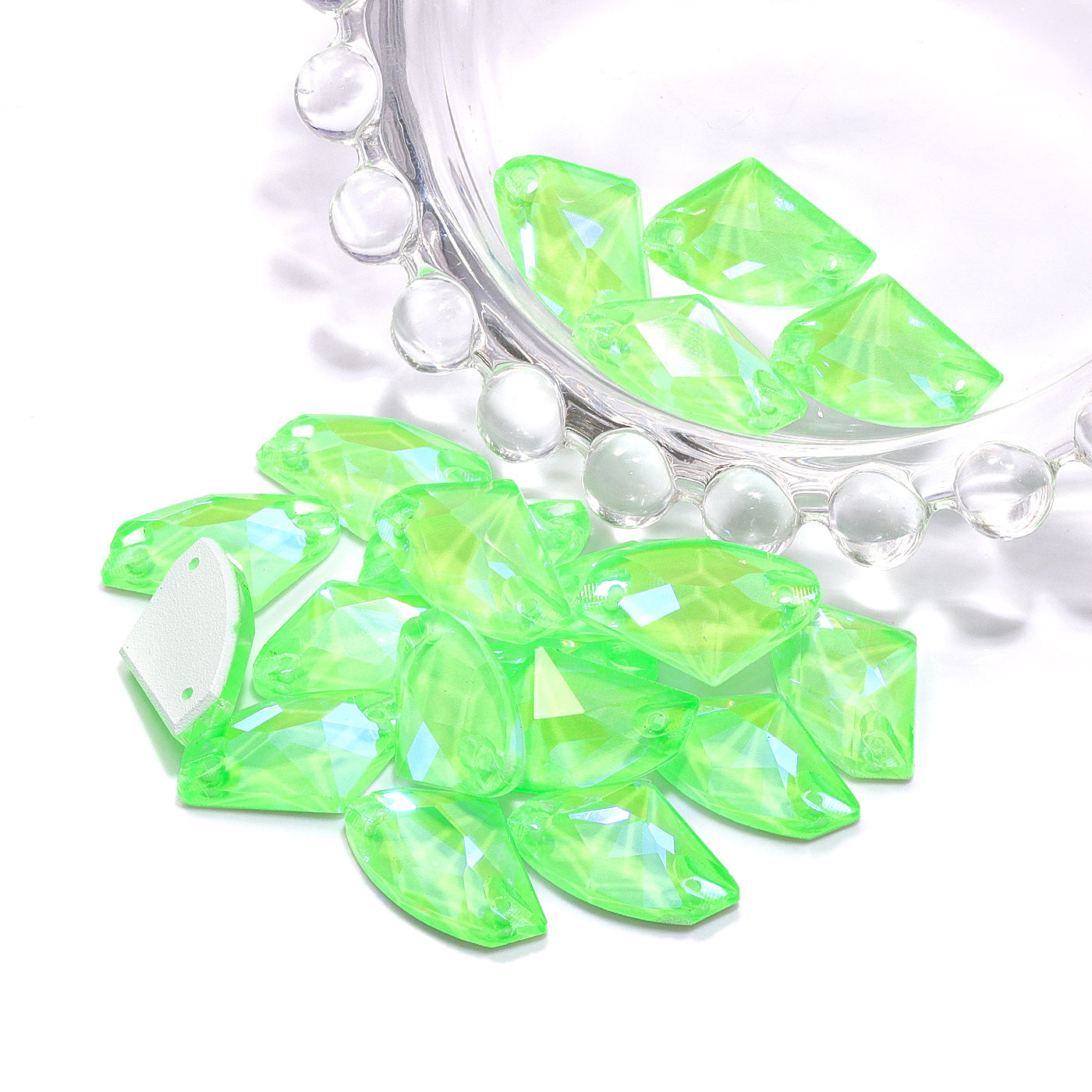 Electric Neon Peridot Galactic Shape High Quality Glass Sew-on Rhinestones