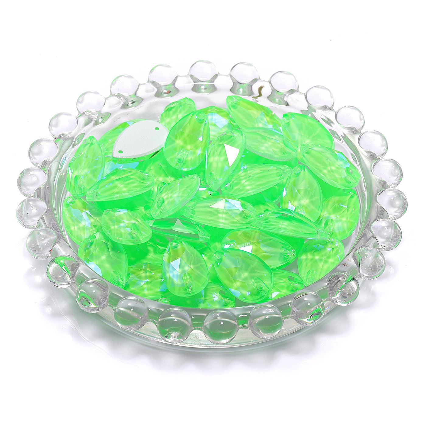 Electric Neon Peridot Drop Shape High Quality Glass Sew-on Rhinestones