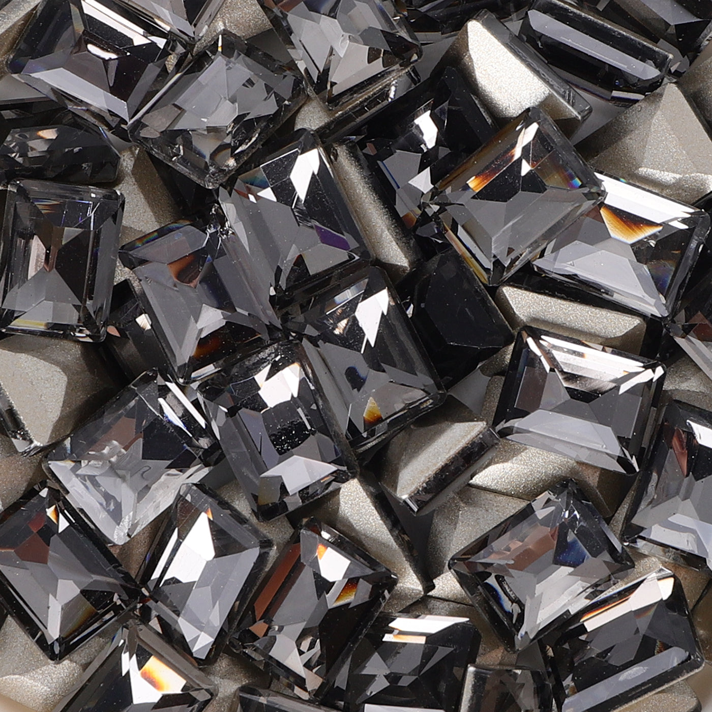 Black Diamond Rectangle Shape Glass Pointed Back Fancy Rhinestones