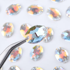 Light Crystal AB Oval Shape High Quality Glass Sew-on Rhinestones