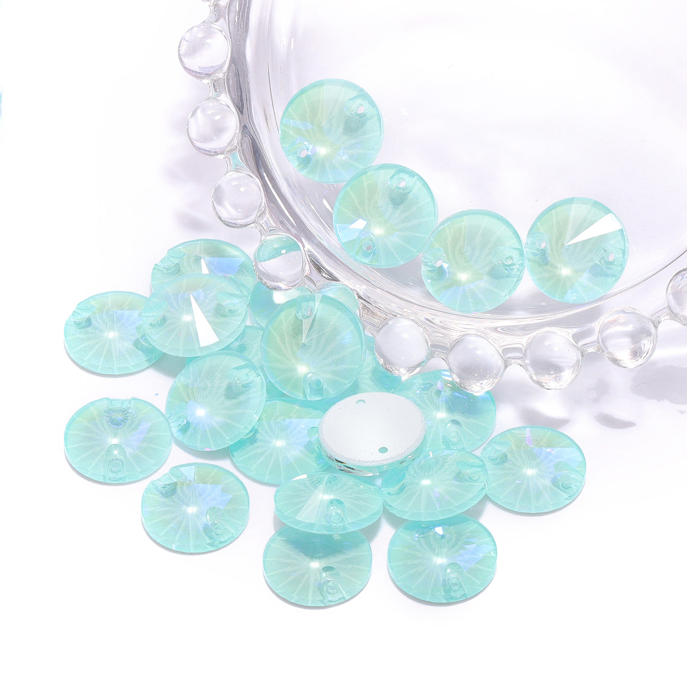 Electric Neon Light Azore Rivoli Shape High Quality Glass Sew-on Rhinestones