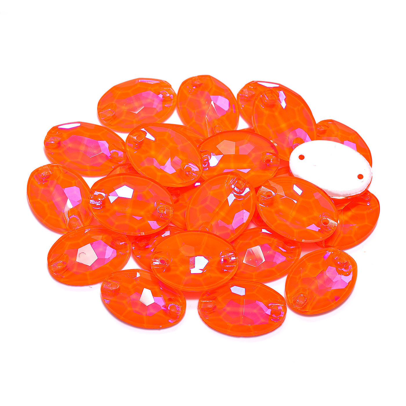 Electric Neon Orange Yellow Oval Shape High Quality Glass Sew-on Rhinestones