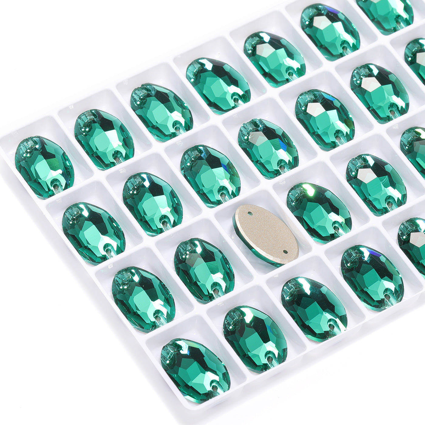 Emerald Oval Shape High Quality Glass Sew-on Rhinestones