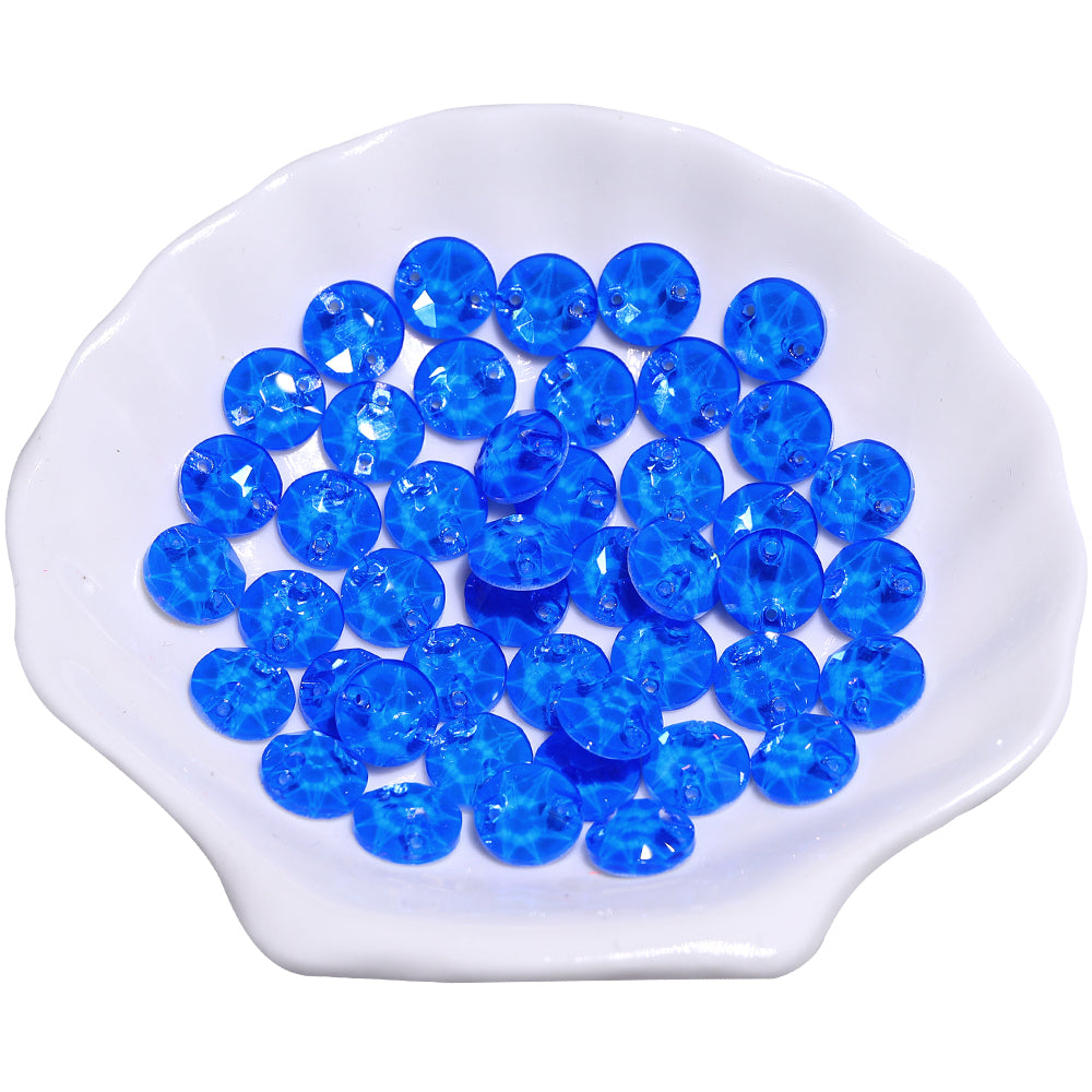 Electric Neon Blue XIRIUS Round Shape High Quality Glass Sew-on Rhinestones