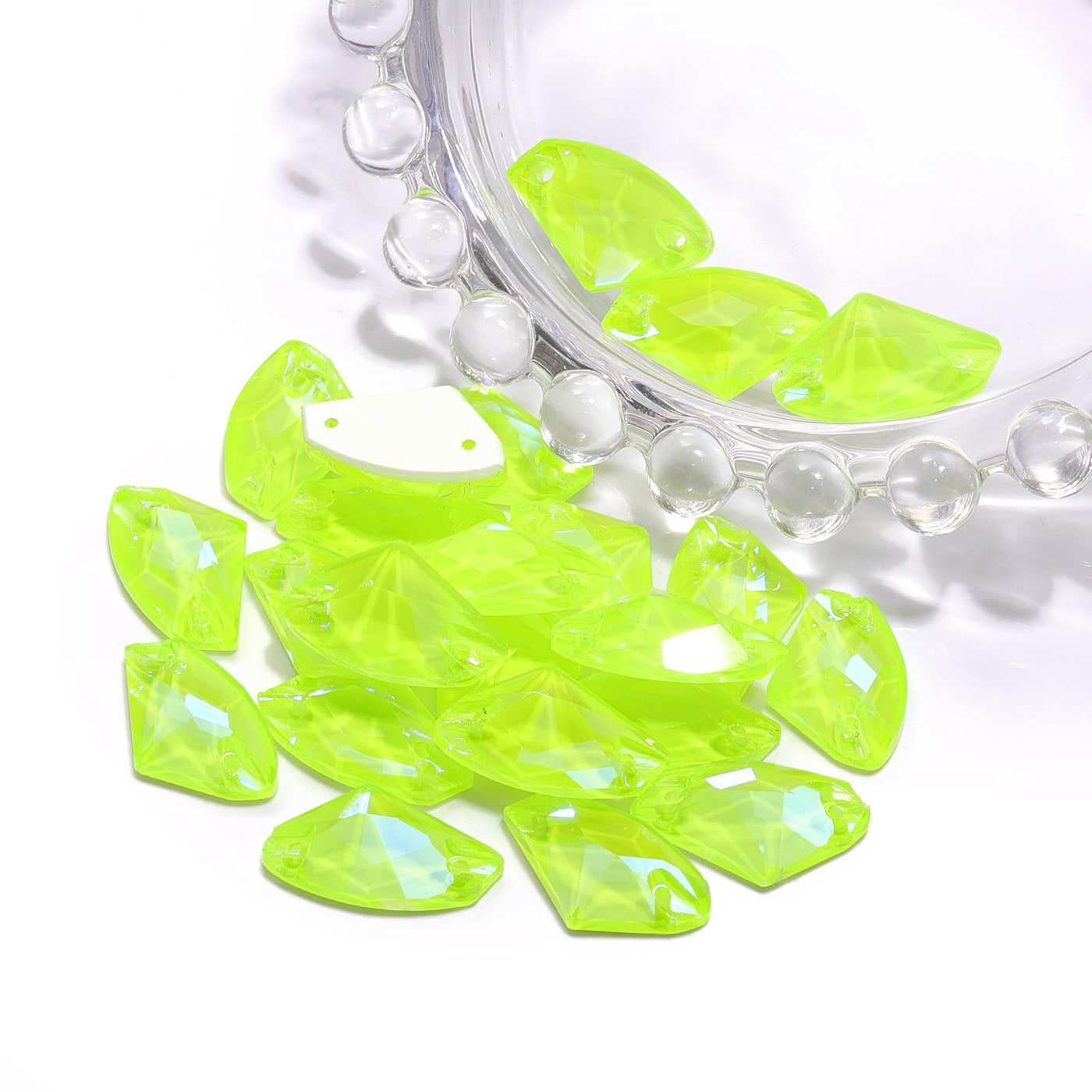 Electric Neon Jonquil Galactic Shape High Quality Glass Sew-on Rhinestones