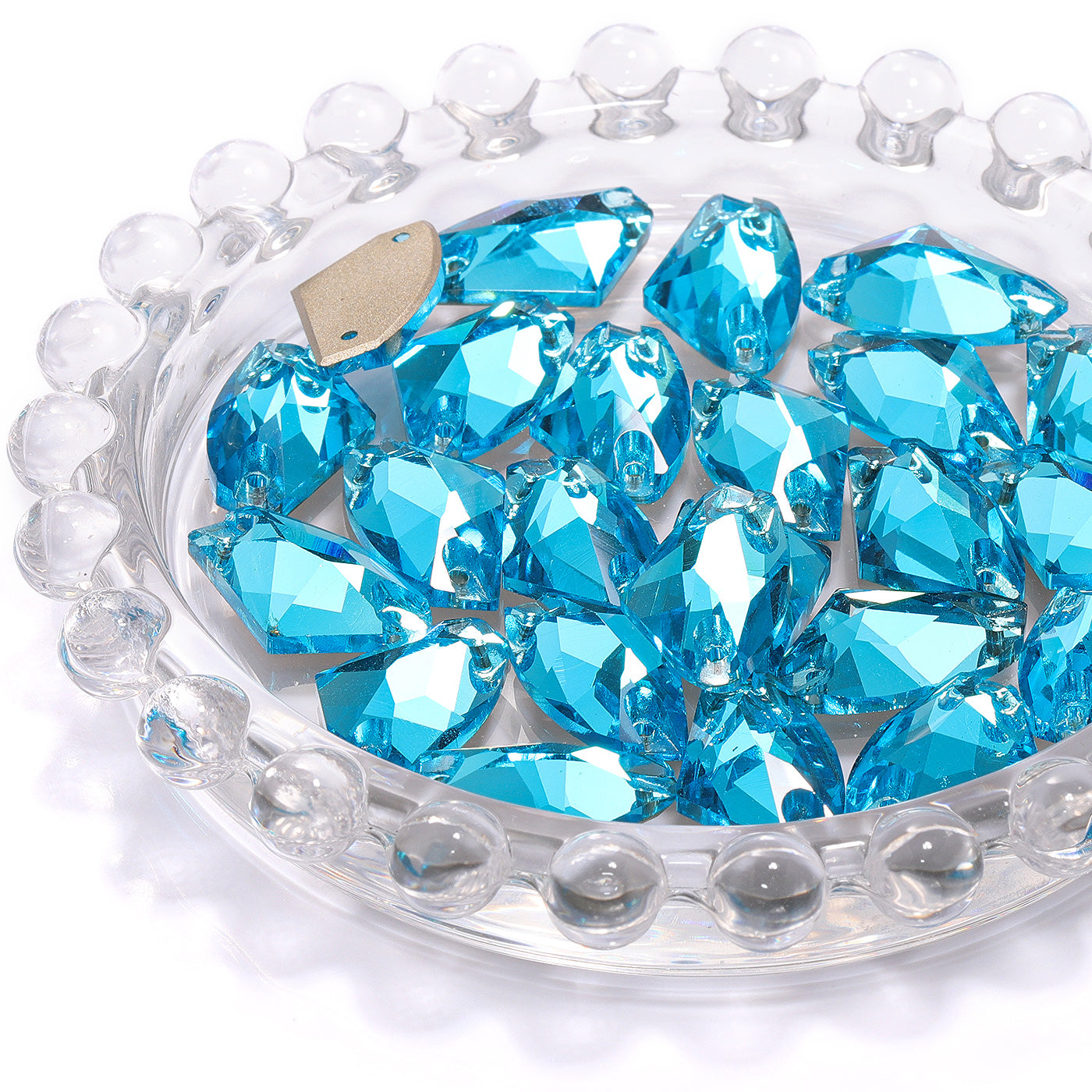 Aquamarine Galactic Shape High Quality Glass Sew-On Rhinestones