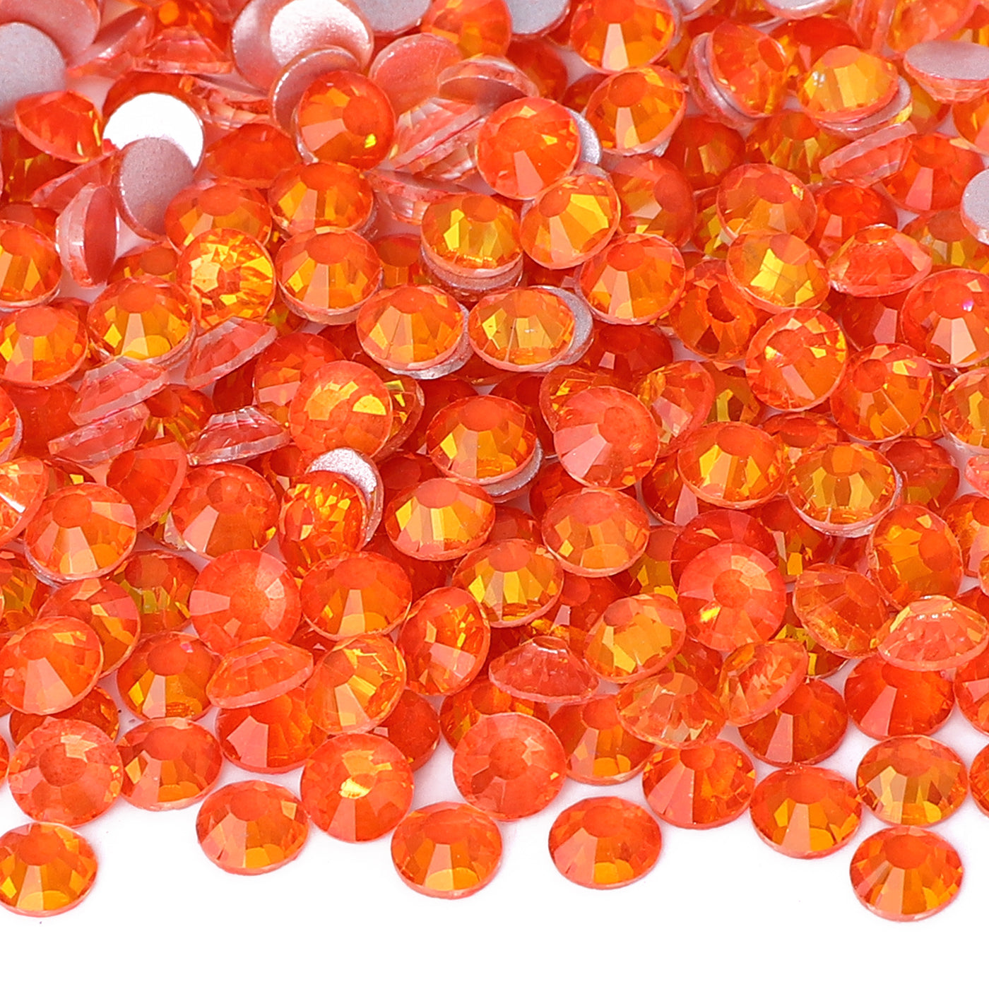 Flashing Bright Orange Glass FlatBack Rhinestones Silver Back WholesaleRhinestone