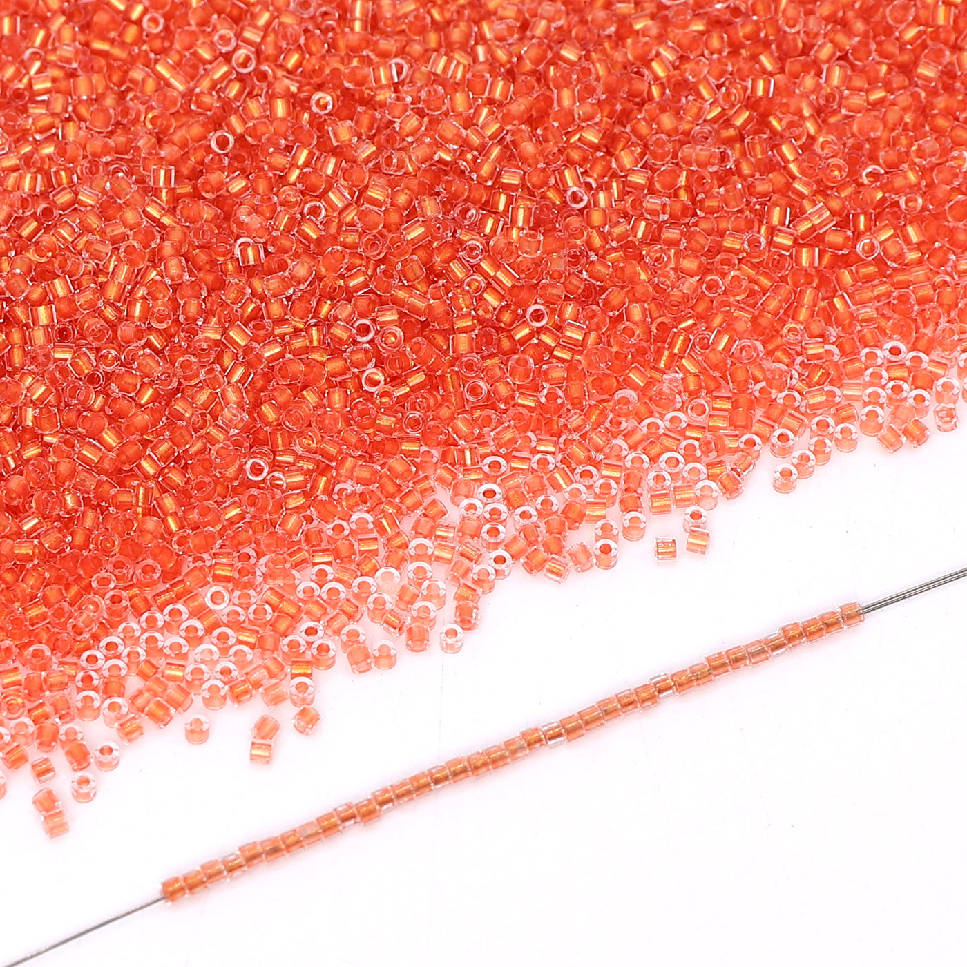 Transparent Color Lined Orange Hight Quality Glass Cylinder Seed Beads 1.6 MM Size DJS5004 WholesaleRhinestone