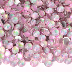 Crystal Pink Glass FlatBack Rhinestones Silver Back