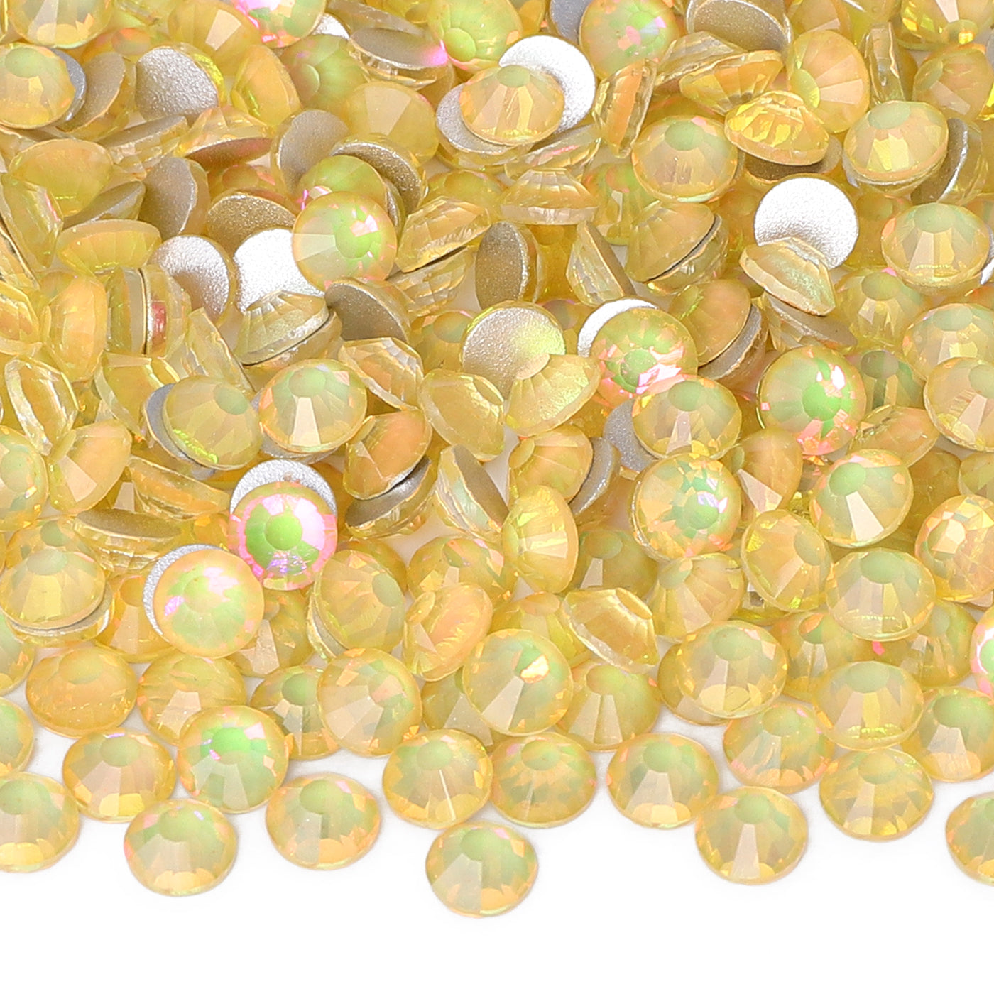 Flashing Desert Yellow Glass FlatBack Rhinestones Silver Back