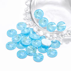 Electric Neon Aquamarine Rivoli Shape High Quality Glass Sew-on Rhinestones