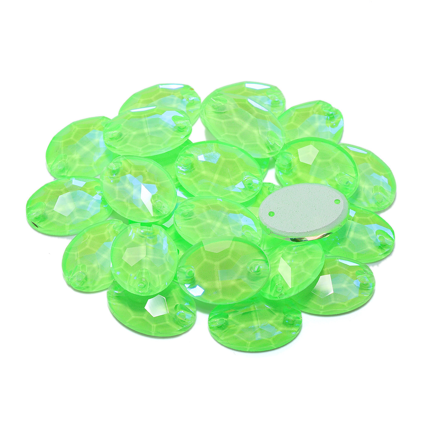 Electric Neon Peridot Oval Shape High Quality Glass Sew-on Rhinestones