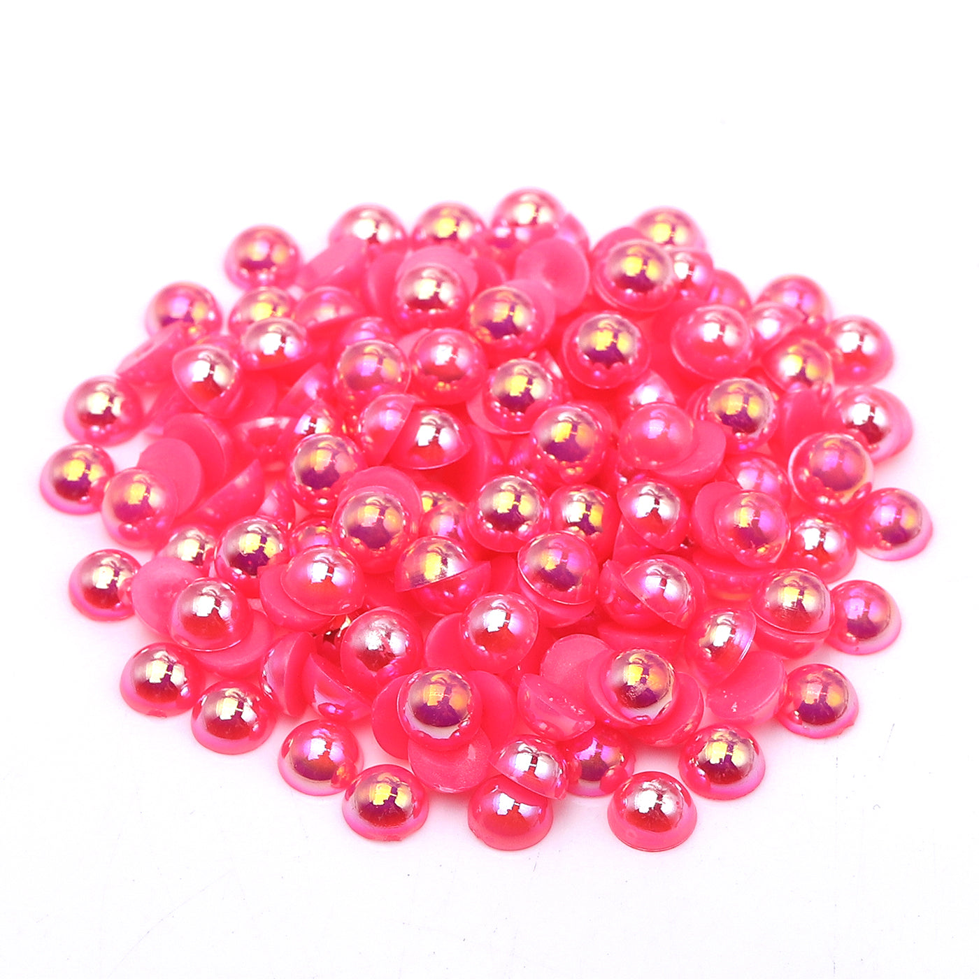 Peach Red AB Resin Flat Back Pearls Multi Sizes