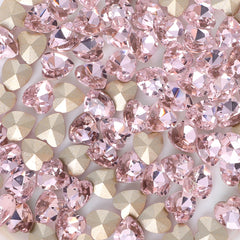 Pink Heart Shape Glass Pointed Back Fancy Rhinestones