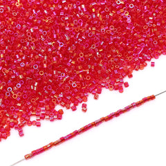 Transparent Rainbow Light Red Color Hight Quality Glass Cylinder Seed Beads 1.6 MM Size BS1018