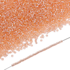 Transparent Luster Apricot Color Hight Quality Glass Cylinder Seed Beads 1.6 MM Size BS1026