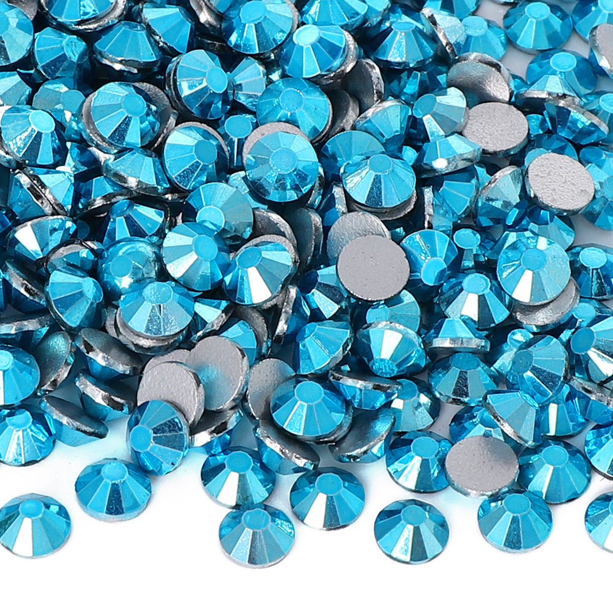 Metallic Aquamarine Glass FlatBack Rhinestones Silver Back WholesaleRhinestone