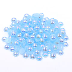 Light Blue AB Resin Flat Back Pearls Multi Sizes