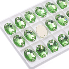 Peridot Oval Shape High Quality Glass Sew-on Rhinestones