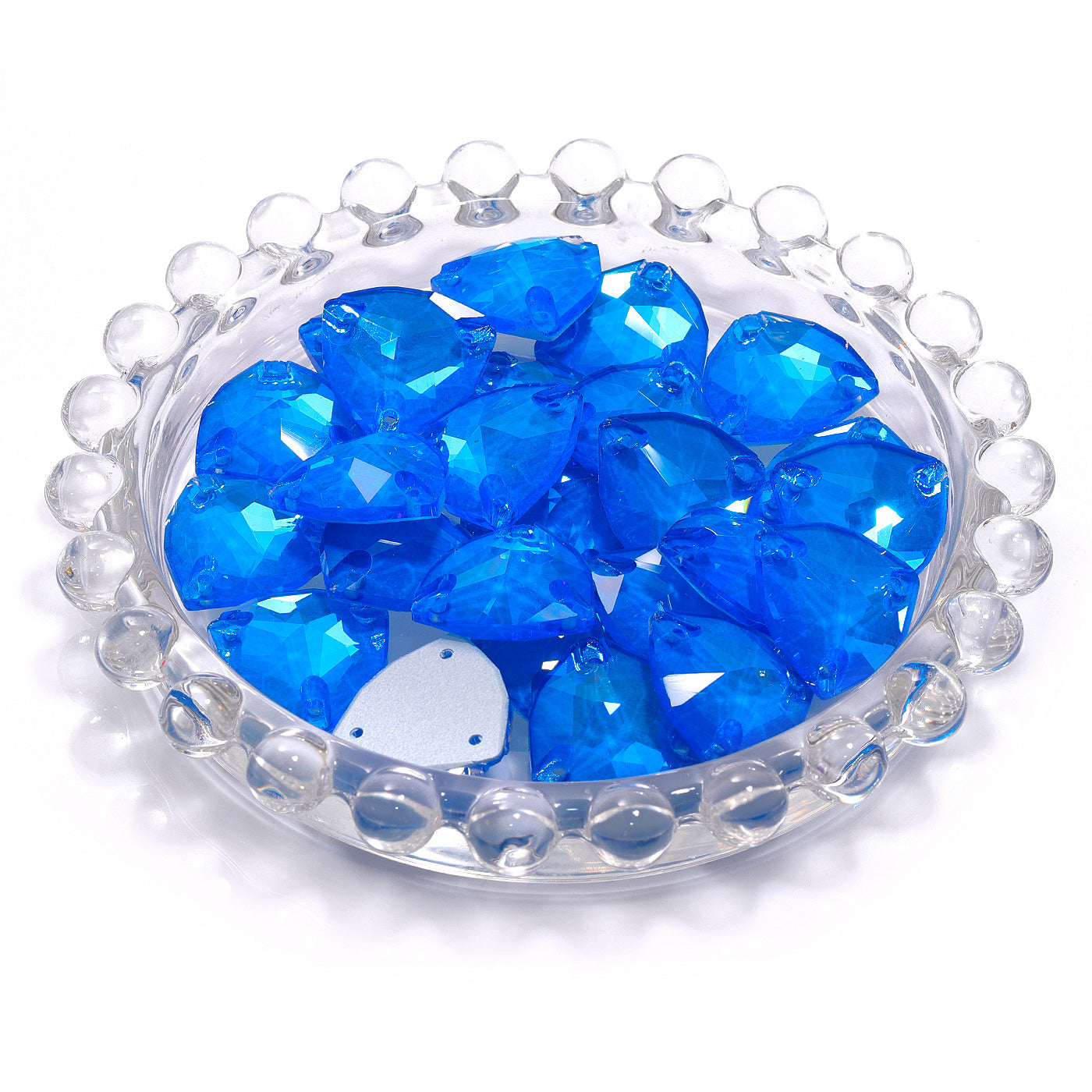 Electric Neon Blue Trilliant Shape High Quality Glass Sew-on Rhinestones