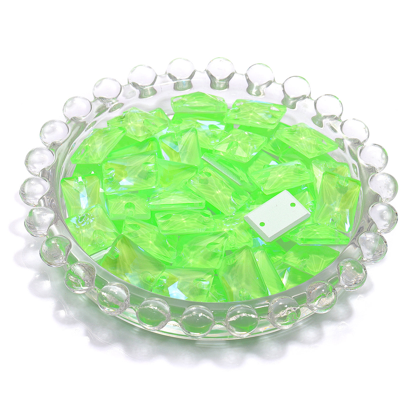 Electric Neon Peridot Rectangle Shape High Quality Glass Sew-on Rhinestones