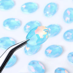 Aquamarine AM Oval Shape High Quality Glass Sew-on Rhinestones