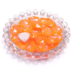 Electric Neon Orange Yellow Trilliant Shape High Quality Glass Sew-on Rhinestones