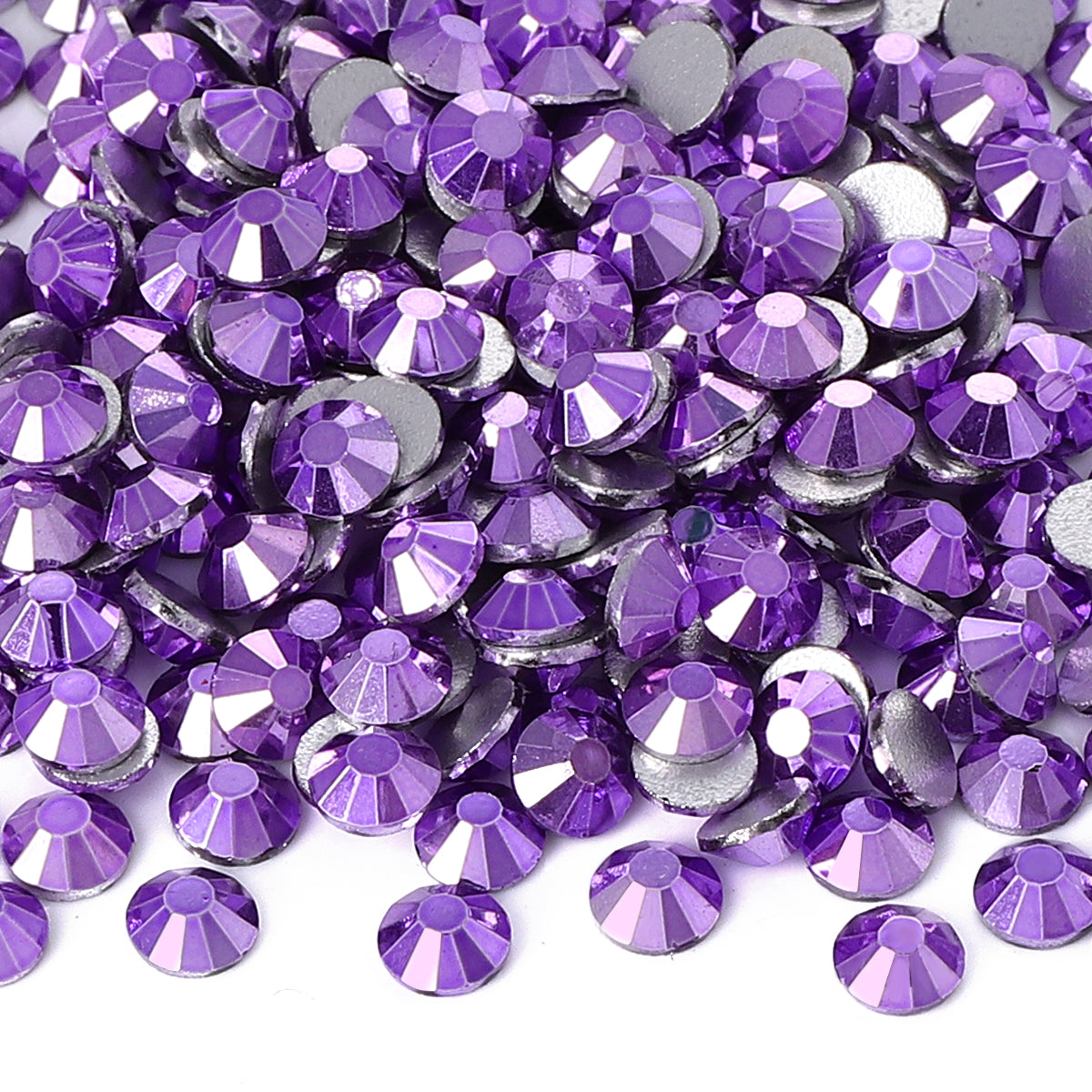 Metallic Light Violet Glass Flatback Rhinestones Silver Back