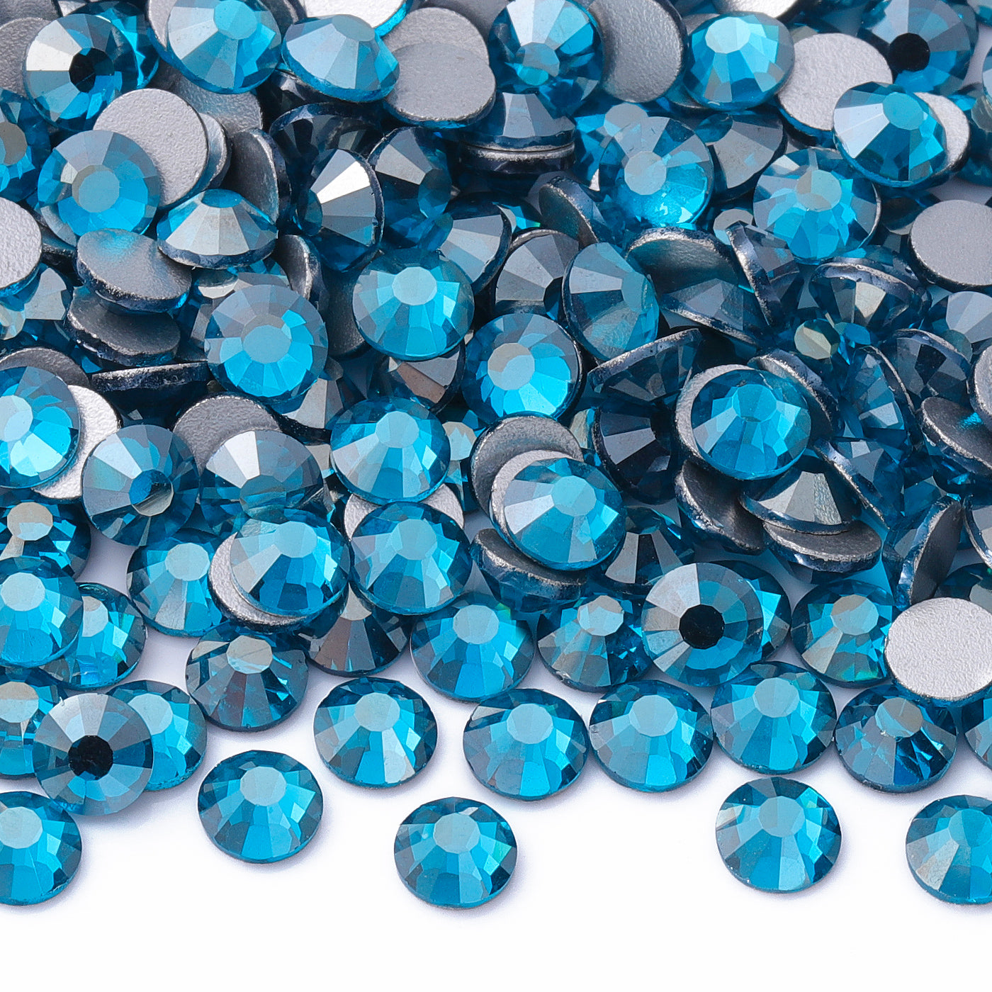 Star Indicolite Glass FlatBack Rhinestones Silver Back