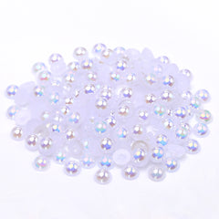 White AB Resin Flat Back Pearls Multi Sizes