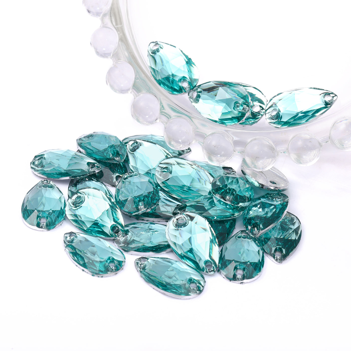 Drop Aquamarine Resin Sew-on Rhinestones For Dance Costume